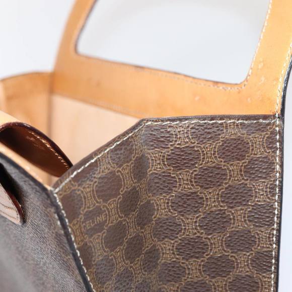 CELINE Macadam Canvas Hand Bag PVC Leather Brown Auth 82864 - Picture 10 of 16